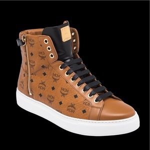 MCM Cognac Leather Classic High Tops
